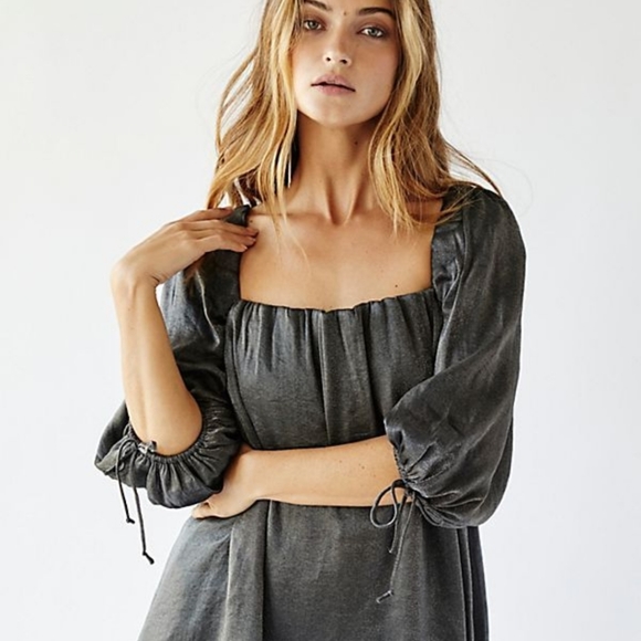 Free People Metallic Puff Sleeve Mara 